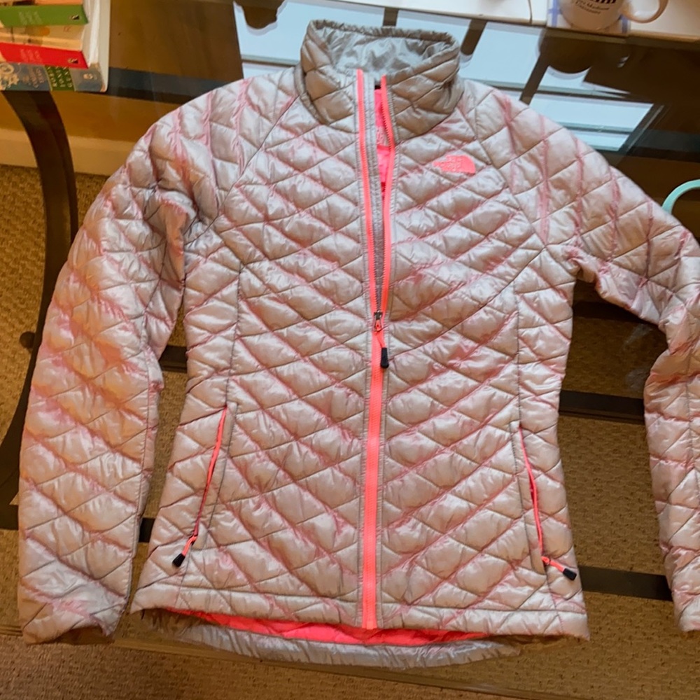 North Face Winter Jacket, size XS, silver and pink